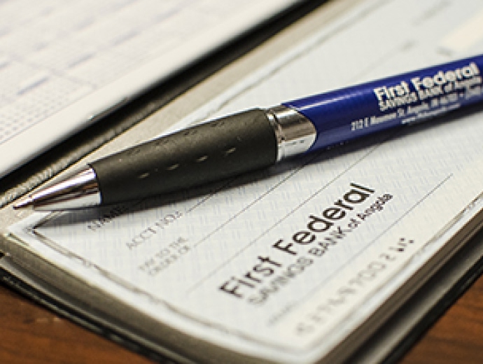 a checkbook with the First Federal logo